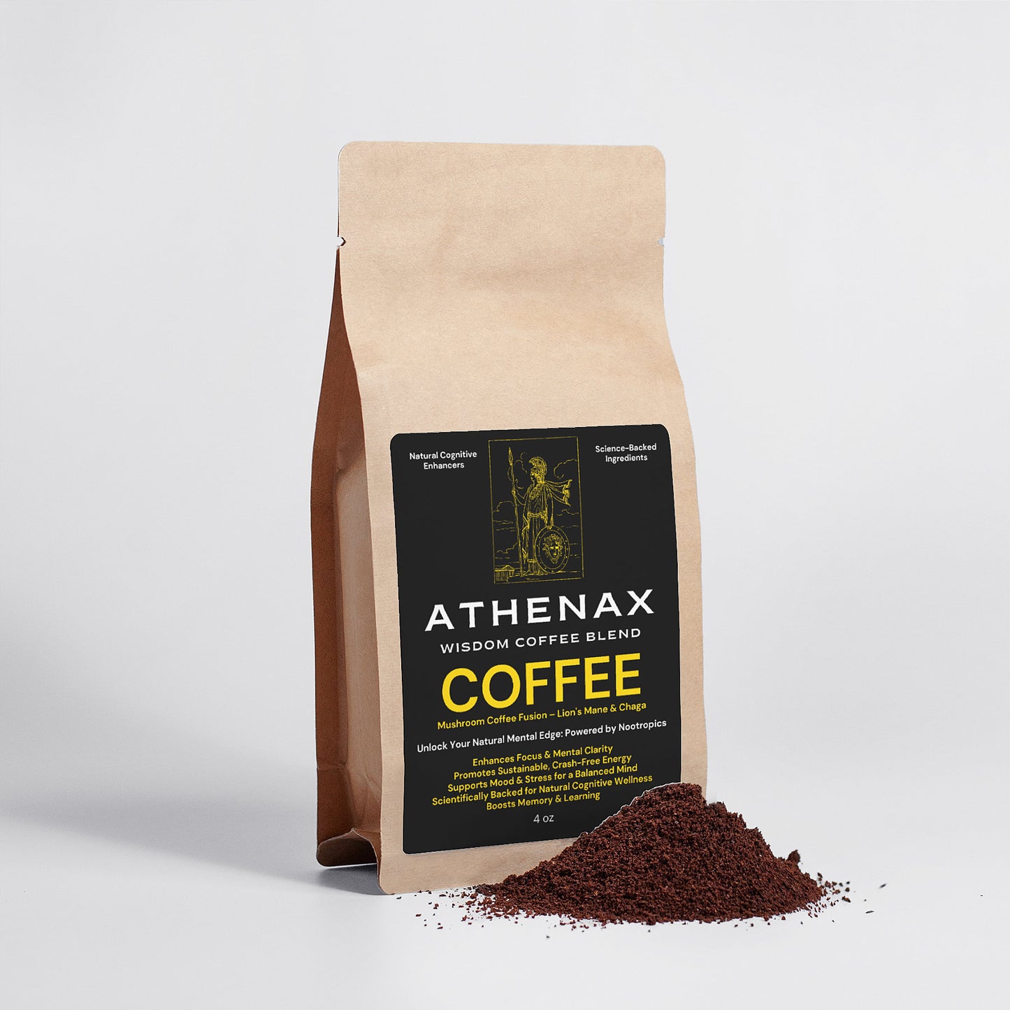 AthenaX™ Wisdom Coffee Blend™ - Mushroom Coffee Fusion - Powered by Nootropics 4 oz