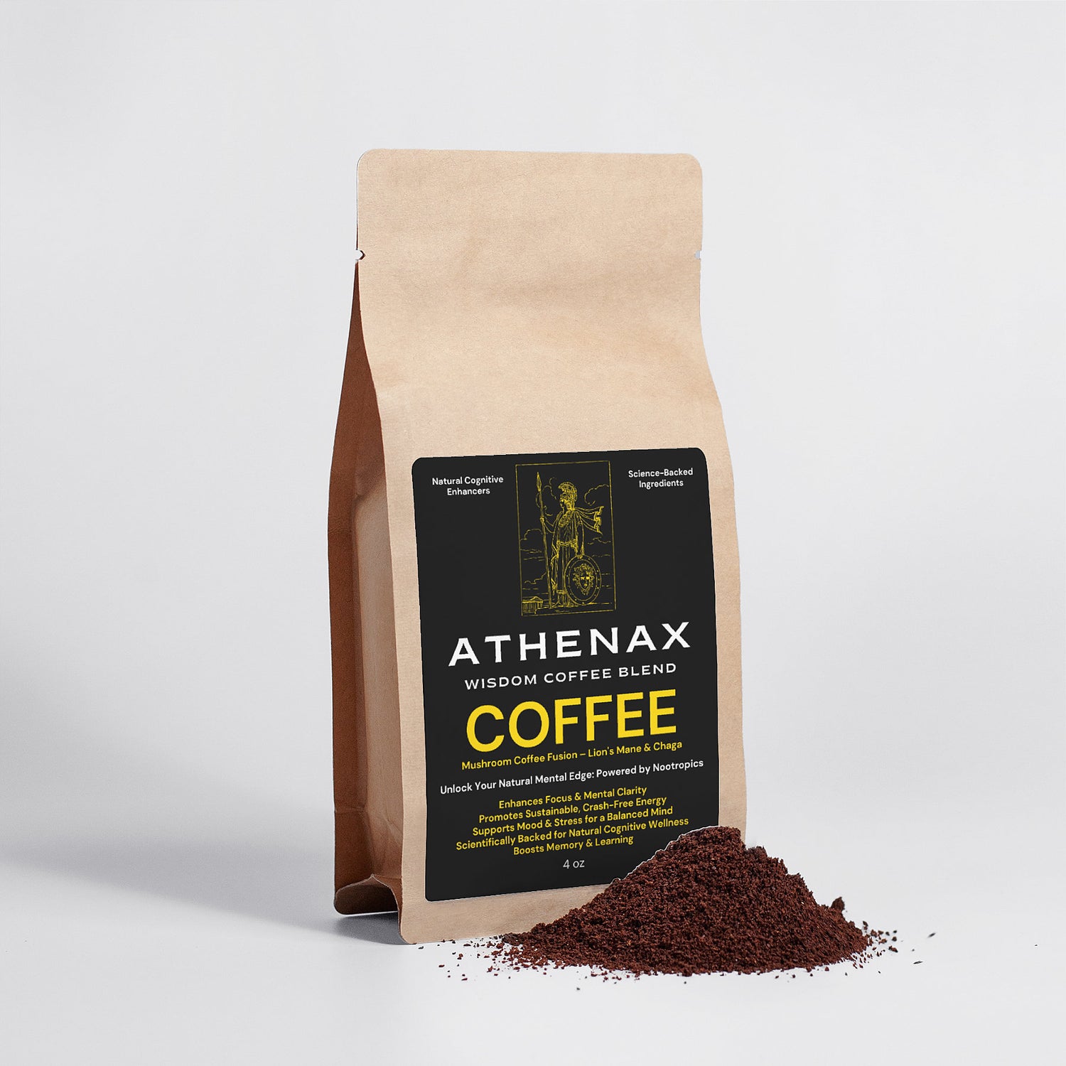 AthenaX™ Wisdom Coffee Blend™ - Mushroom Coffee Fusion - Powered by Nootropics 4 oz