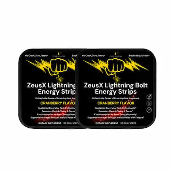 Two ZeusX Lightning Bolt Energy Strip packages on a white background