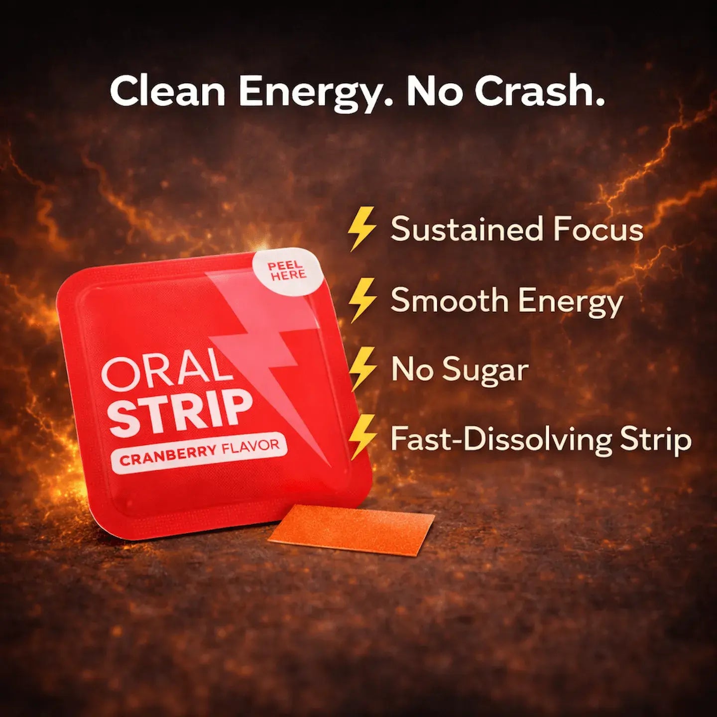 ZeusX Cranberry flavor fast dissolving oral energy strip package